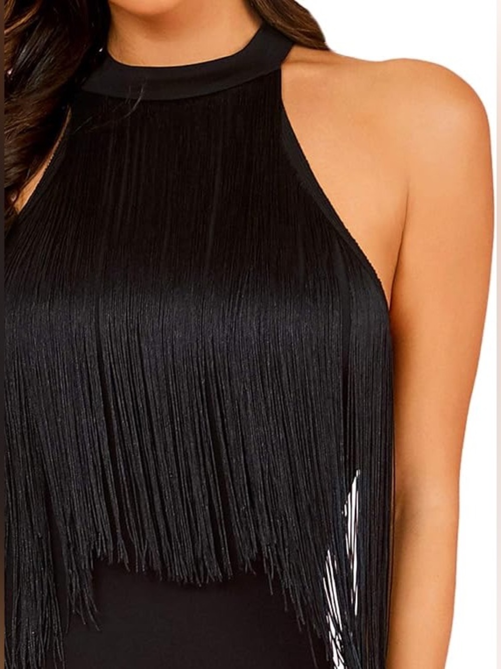 Black Fringe Bodysuit